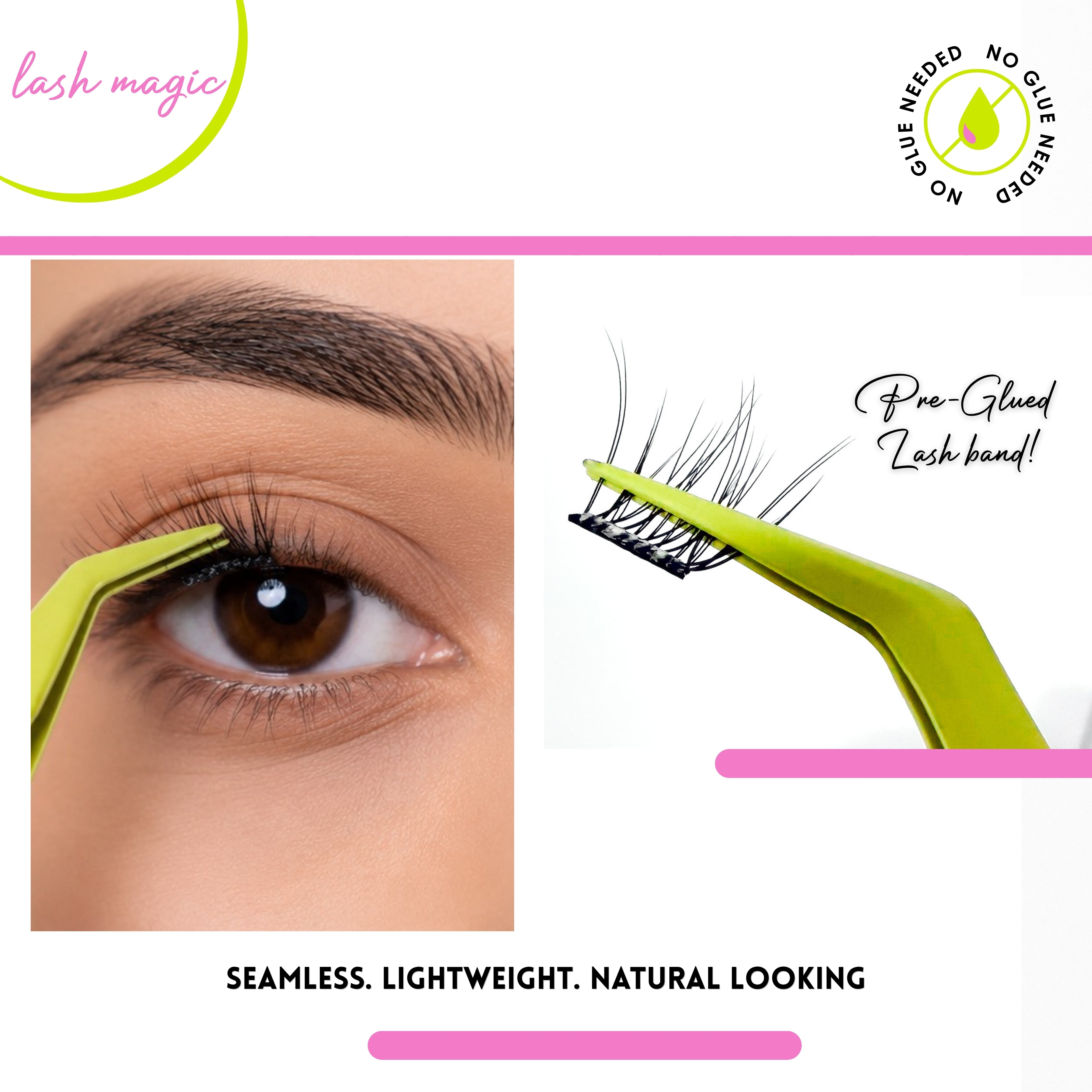 N21™ Lash Magic No-Glue Press-On Lashes (10–12mm Wispy), 36 Lash Cluster Pieces