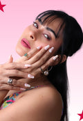 Sugar Sweet Press-On Nails – Pink & White Graphic Nail Art (Set of 30)