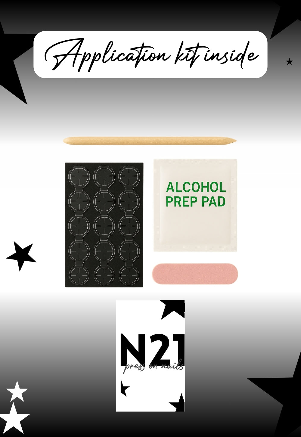 Starry Nights Press-On Nails – Medium Squoval Black Glitter Nails