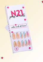 Peppy Tips – Colorful Half French Press-On Nails | N21 Medium Squoval Nails