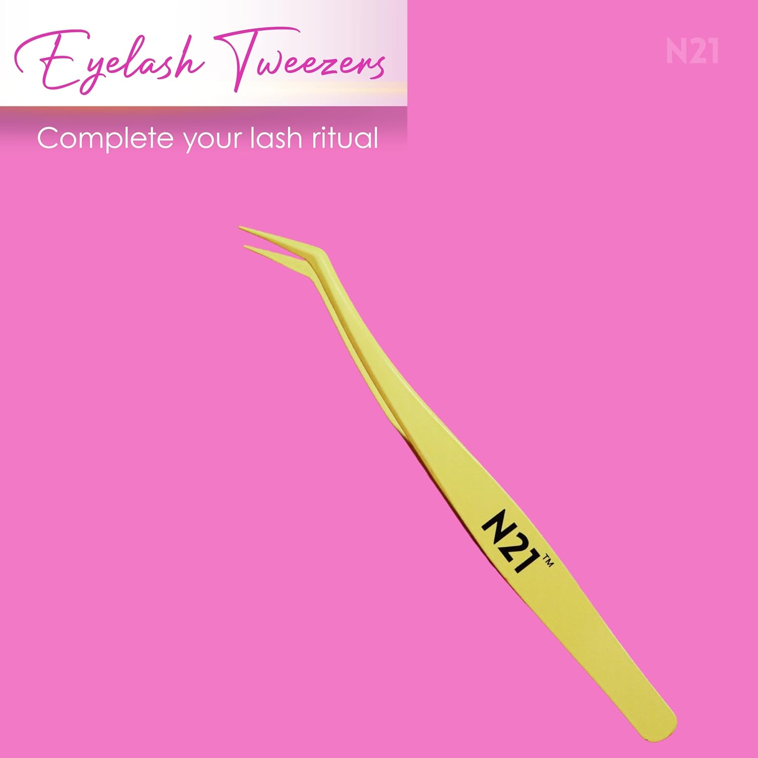 N21™ Professional Angled Lash Tweezer – Ultra Precision Stainless Steel Tool