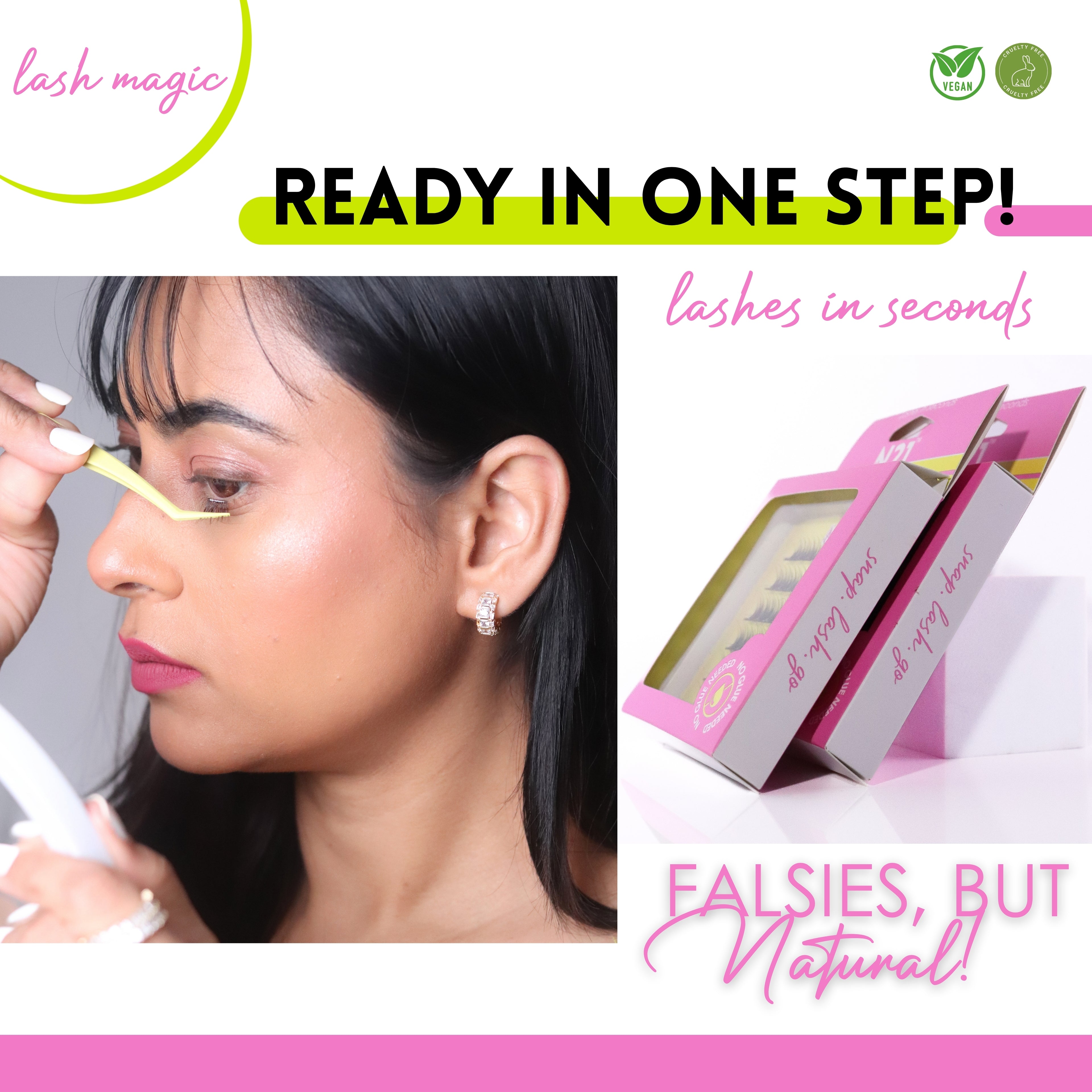 N21™ Lash Magic No-Glue Press-On Lashes (10–12mm Wispy), 36 Lash Cluster Pieces