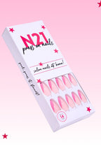 Pink Half French Press-On Nails – Medium Squoval Pink Diagonal French Nails