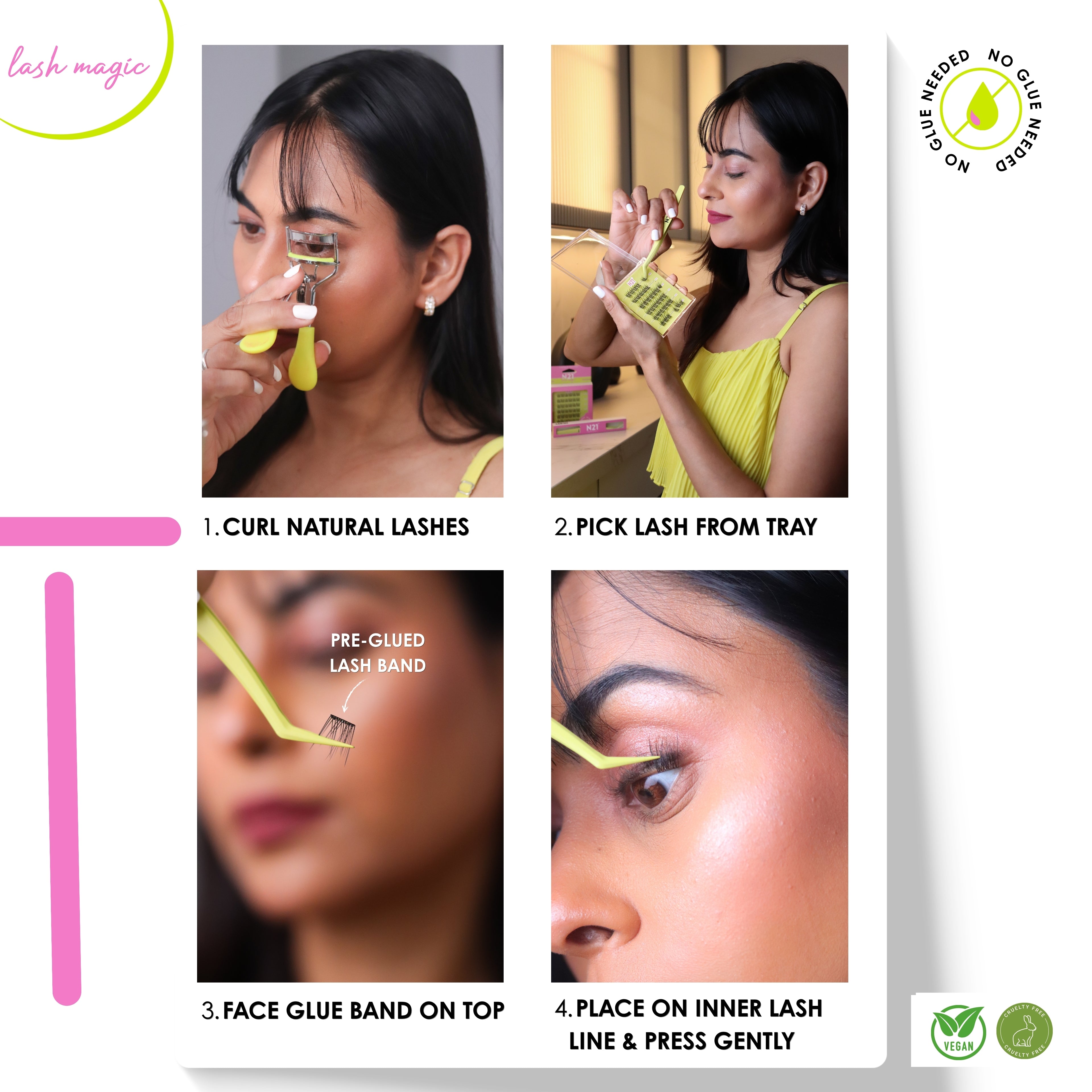 N21™ Lash Magic No-Glue Press-On Lashes (10–12mm Wispy), 36 Lash Cluster Pieces