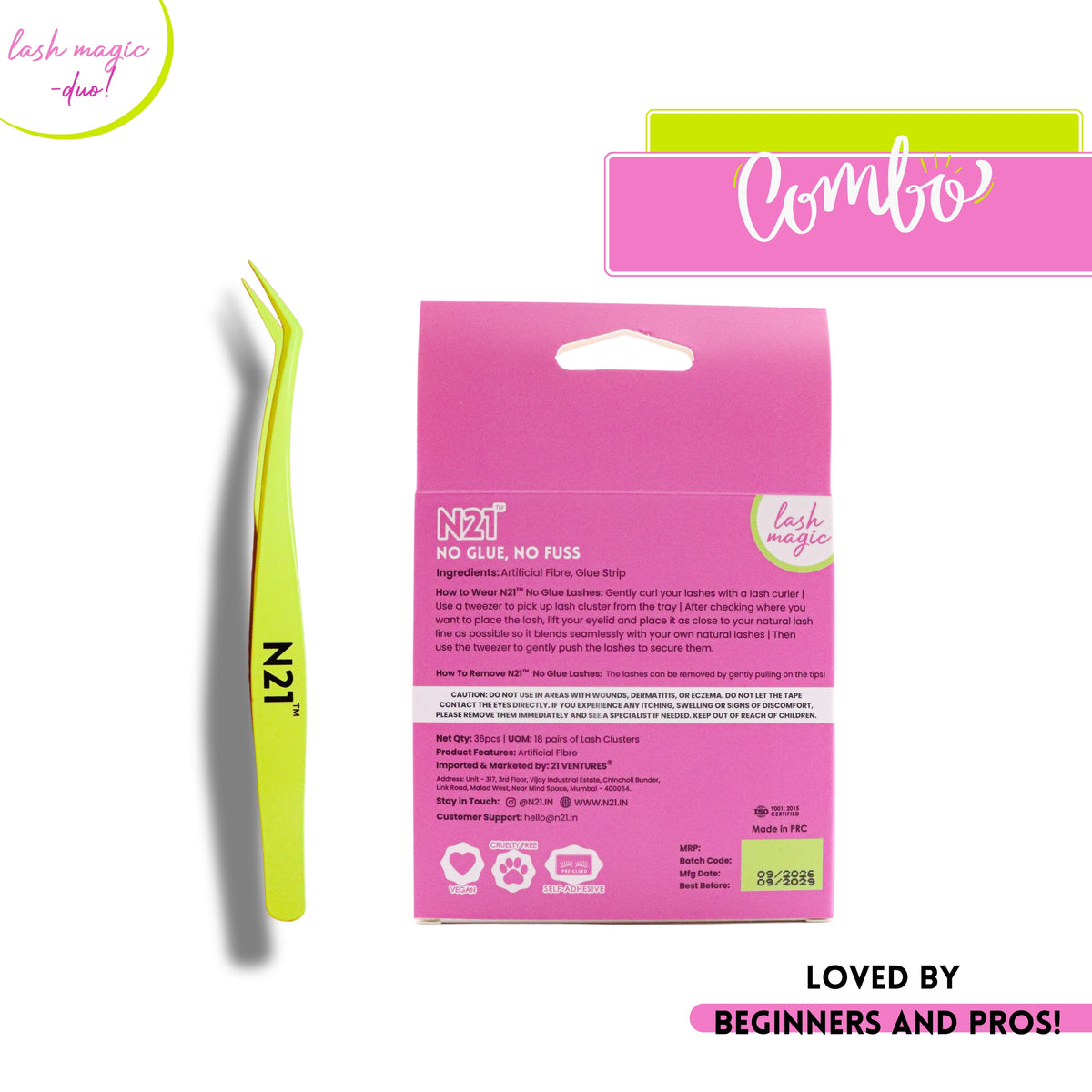 N21™ Lash Magic Doll Eyes No-Glue Press-On Lashes (12–13mm), 36 Lash Cluster Pieces