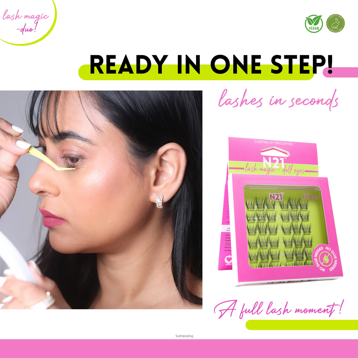 N21™ Lash Magic Doll Eyes No-Glue Press-On Lashes (12–13mm), 36 Lash Cluster Pieces