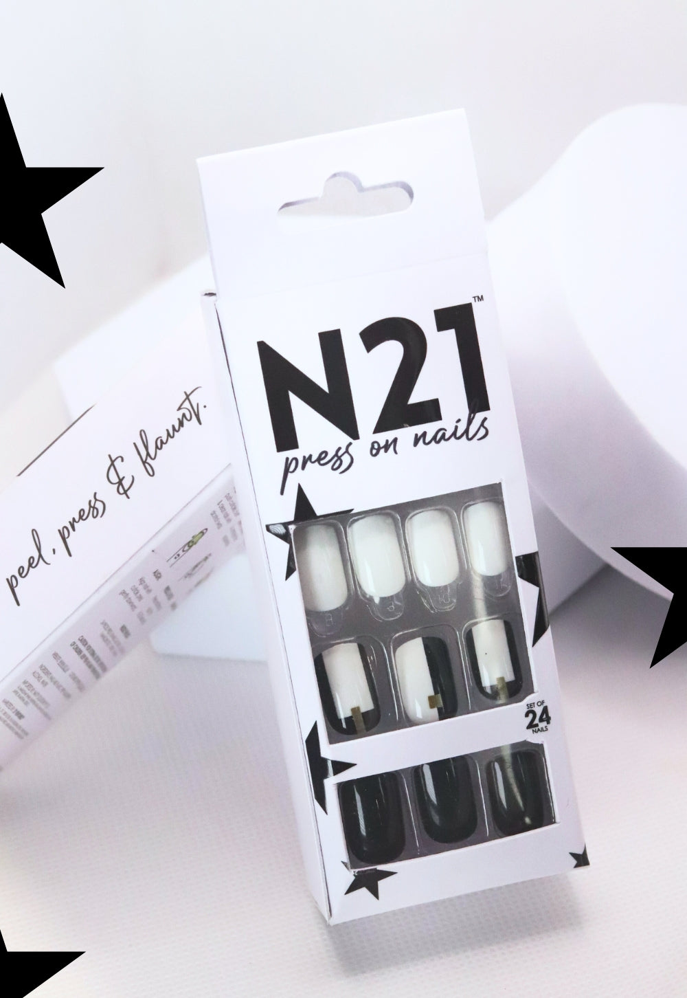 BlackTie Press-On Nails – Classic Black & White Monochrome Nails