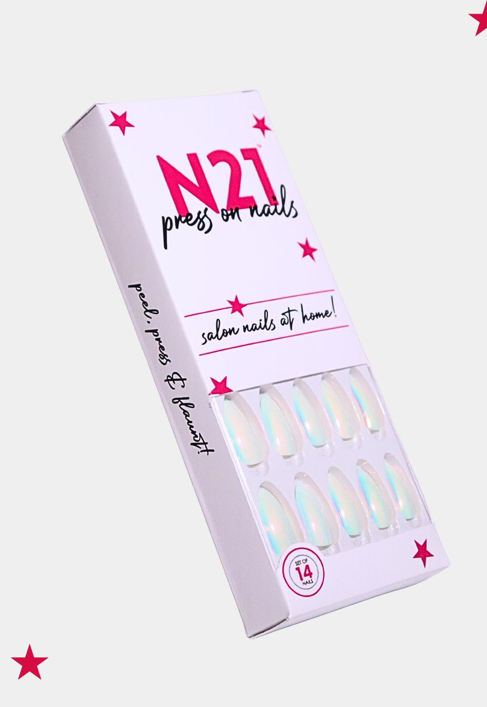 White Chrome Press-On Nails – Medium Squoval Chrome White Nails