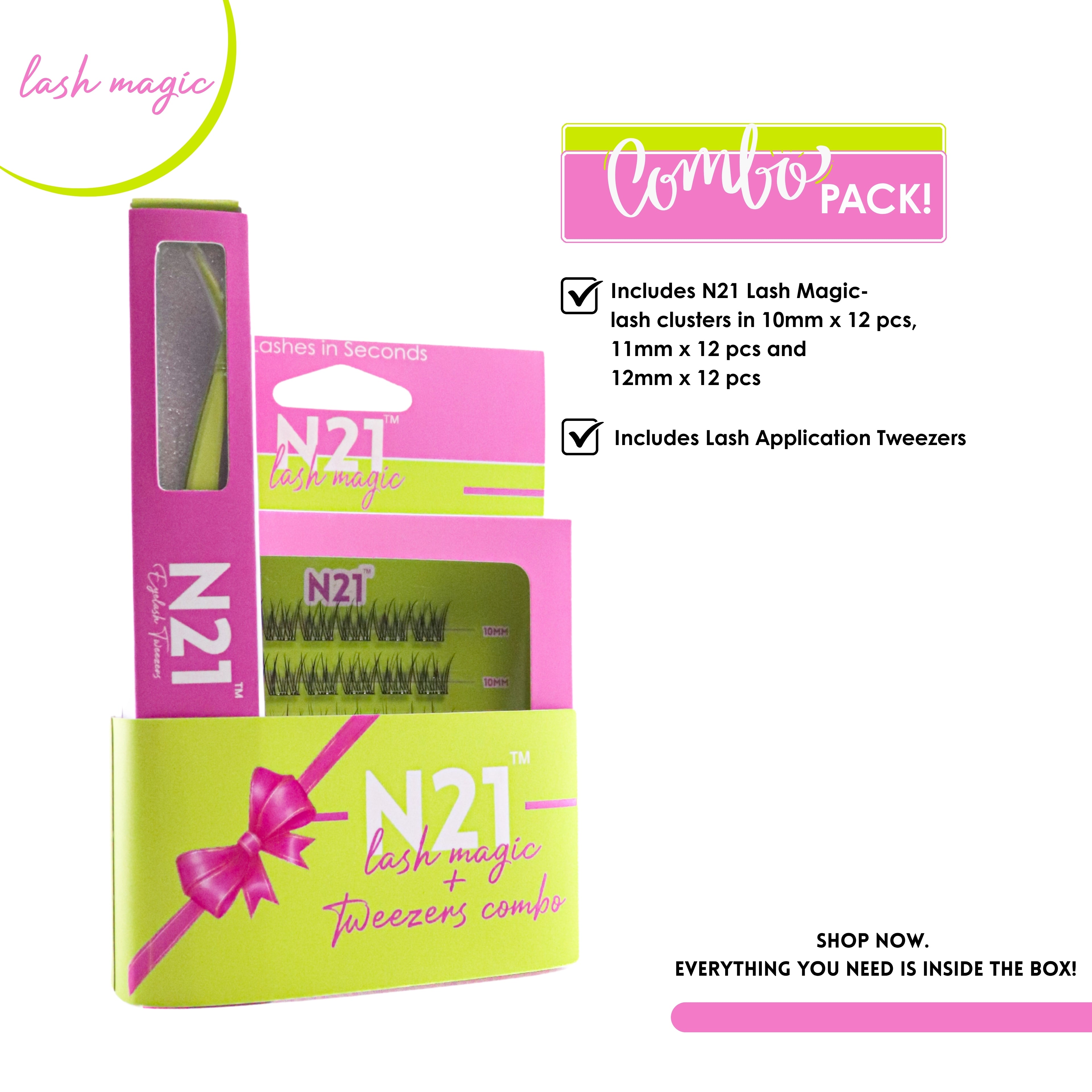 N21™ Lash Magic No-Glue Press-On Lashes (10–12mm Wispy), 36 Lash Cluster Pieces