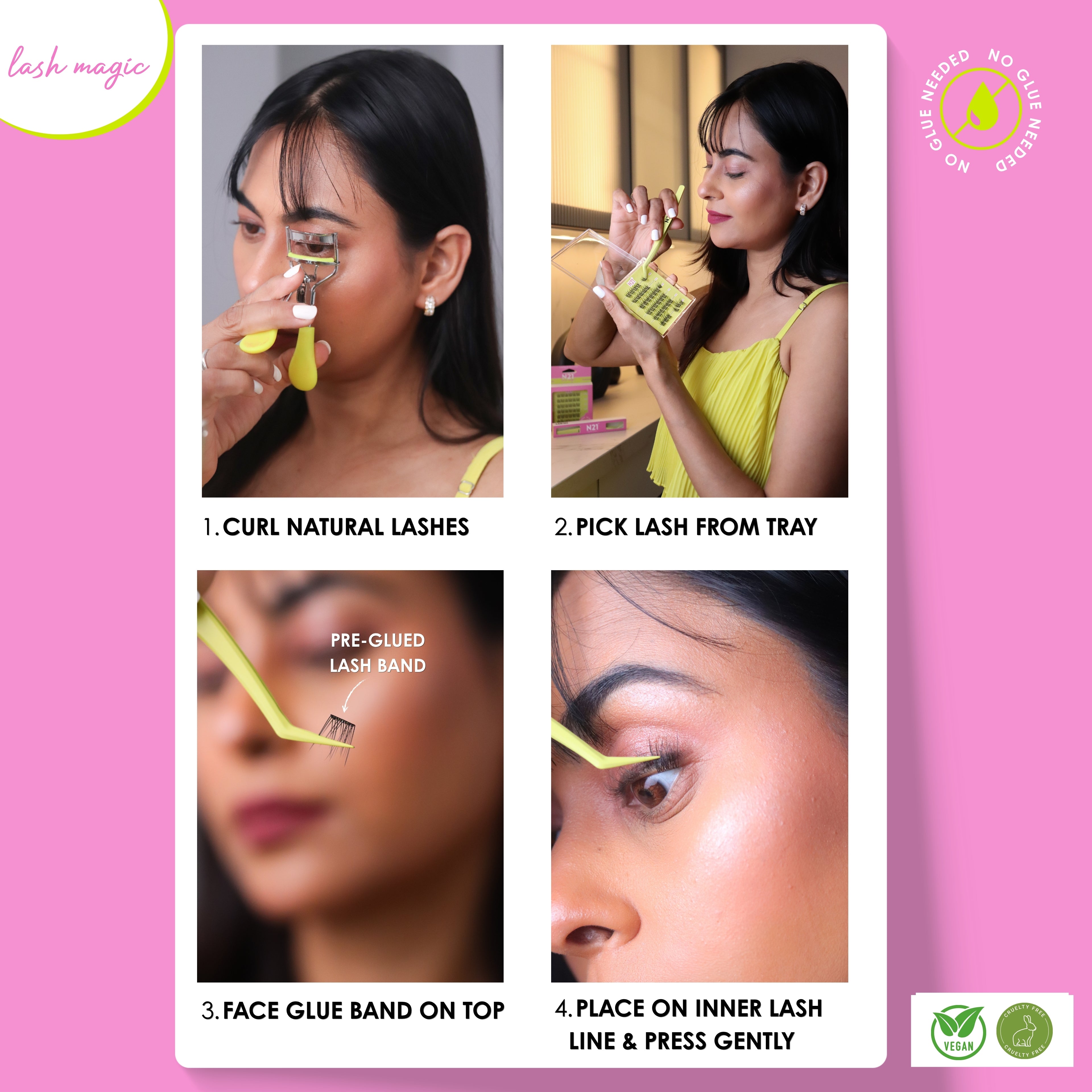 N21™ Lash Magic No-Glue Press-On Lashes (10–12mm Wispy), 36 Lash Cluster Pieces