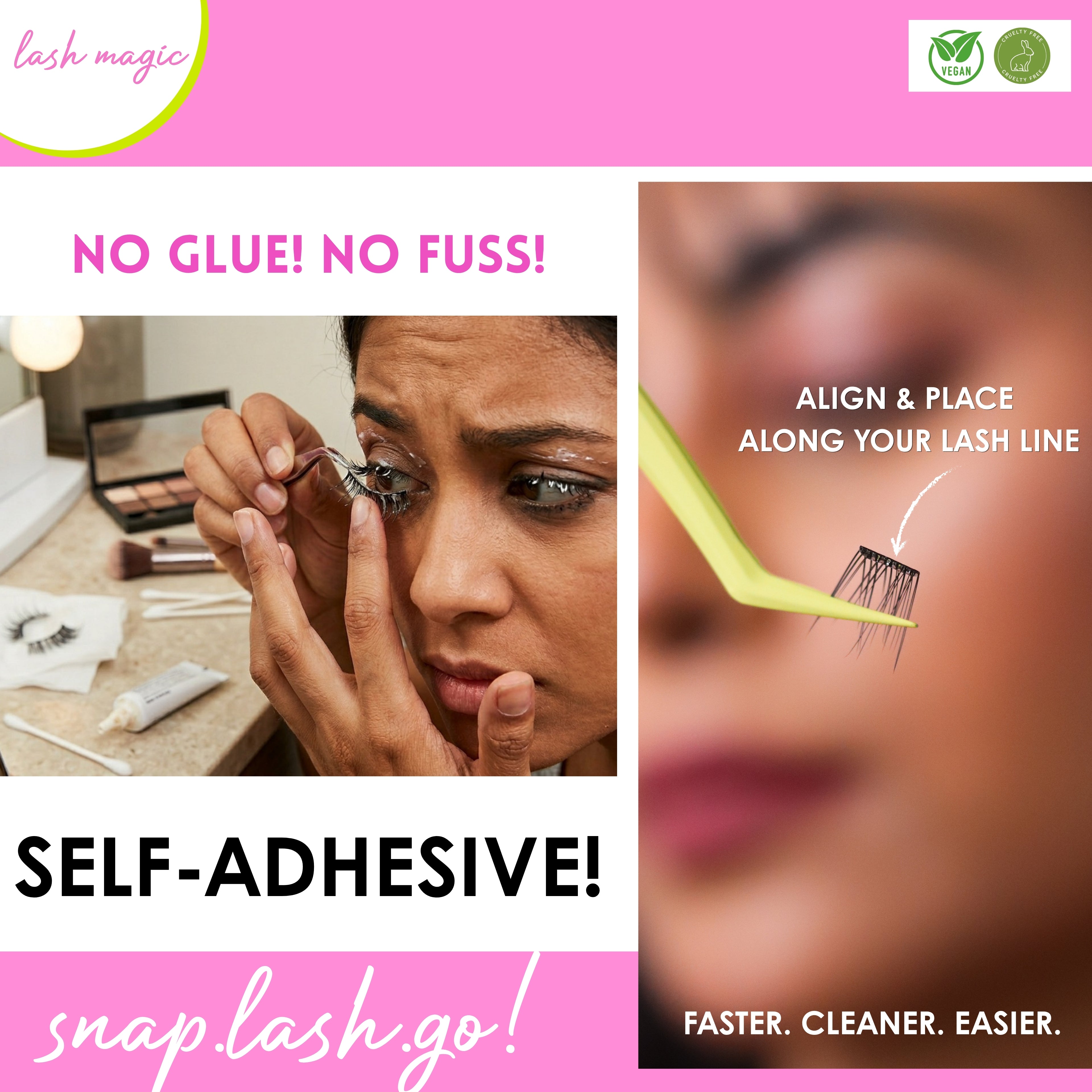 N21™ Lash Magic No-Glue Press-On Lashes (10–12mm Wispy), 36 Lash Cluster Pieces