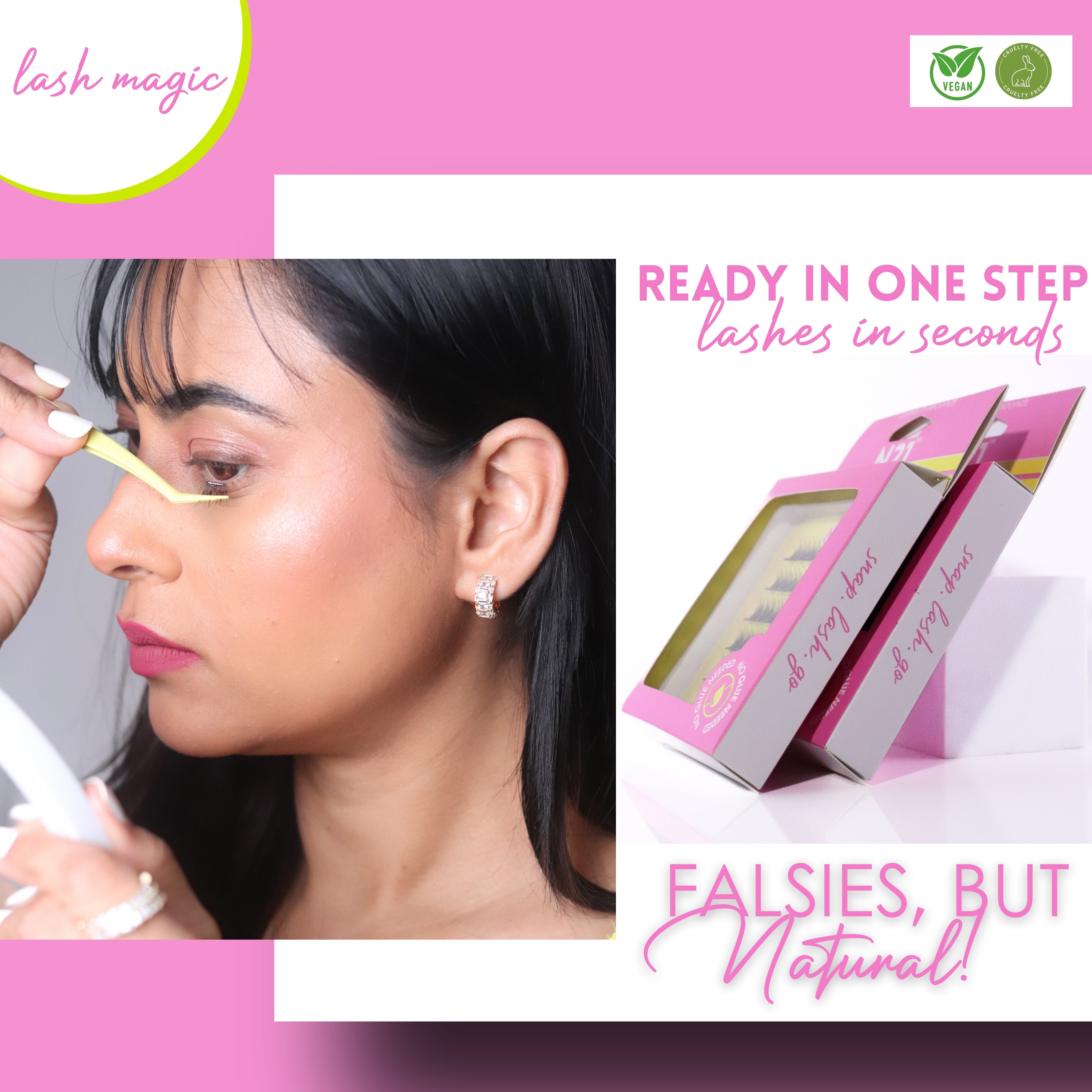 N21™ Lash Magic No-Glue Press-On Lashes (10–12mm Wispy), 36 Lash Cluster Pieces