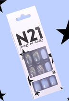 Glitter Blue Press-On Nails – Powder Blue Glitter Squoval Nails