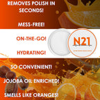 N21 Nail Polish Remover Wipes | Removes Polish in Seconds | Orange Scented + Jojoba | 50 Wipes