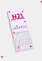 White Chrome Press-On Nails – Medium Squoval Chrome White Nails