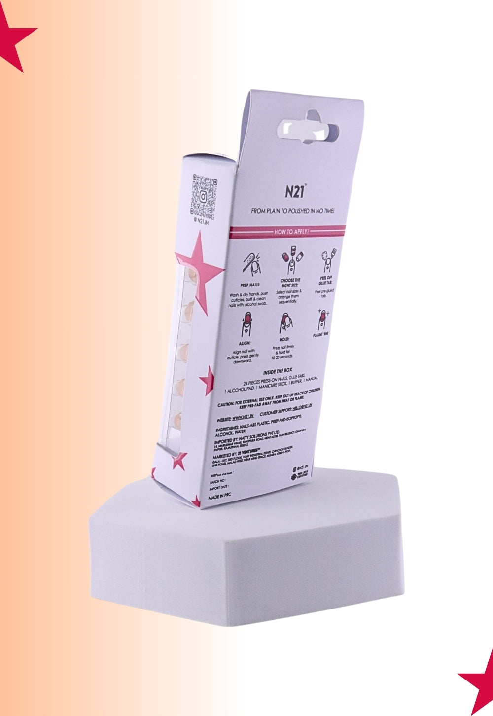 Fairy Tale Press-On Nails | Elegant Nude Shimmer Nails with Floral Accent