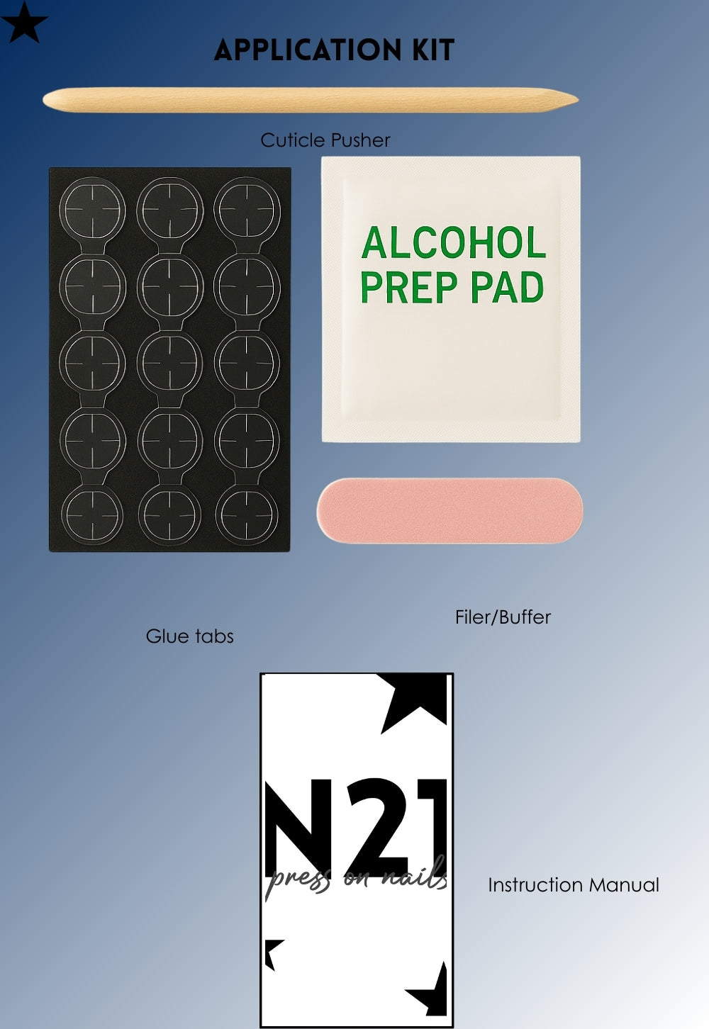 Blue French Press-On Nails – Medium Squoval Blue Tip French Manicure Nails