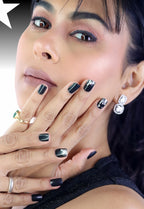 Starry Nights Press-On Nails – Medium Squoval Black Glitter Nails