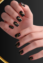 Cat Eye-Tiger Press-On Nails – Black & Gold Cat Eye Effect Nails