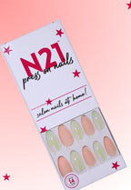 Peach Chrome Press-On Nails – Matte Peach Almond Nails with Chrome Accent | Set of 14