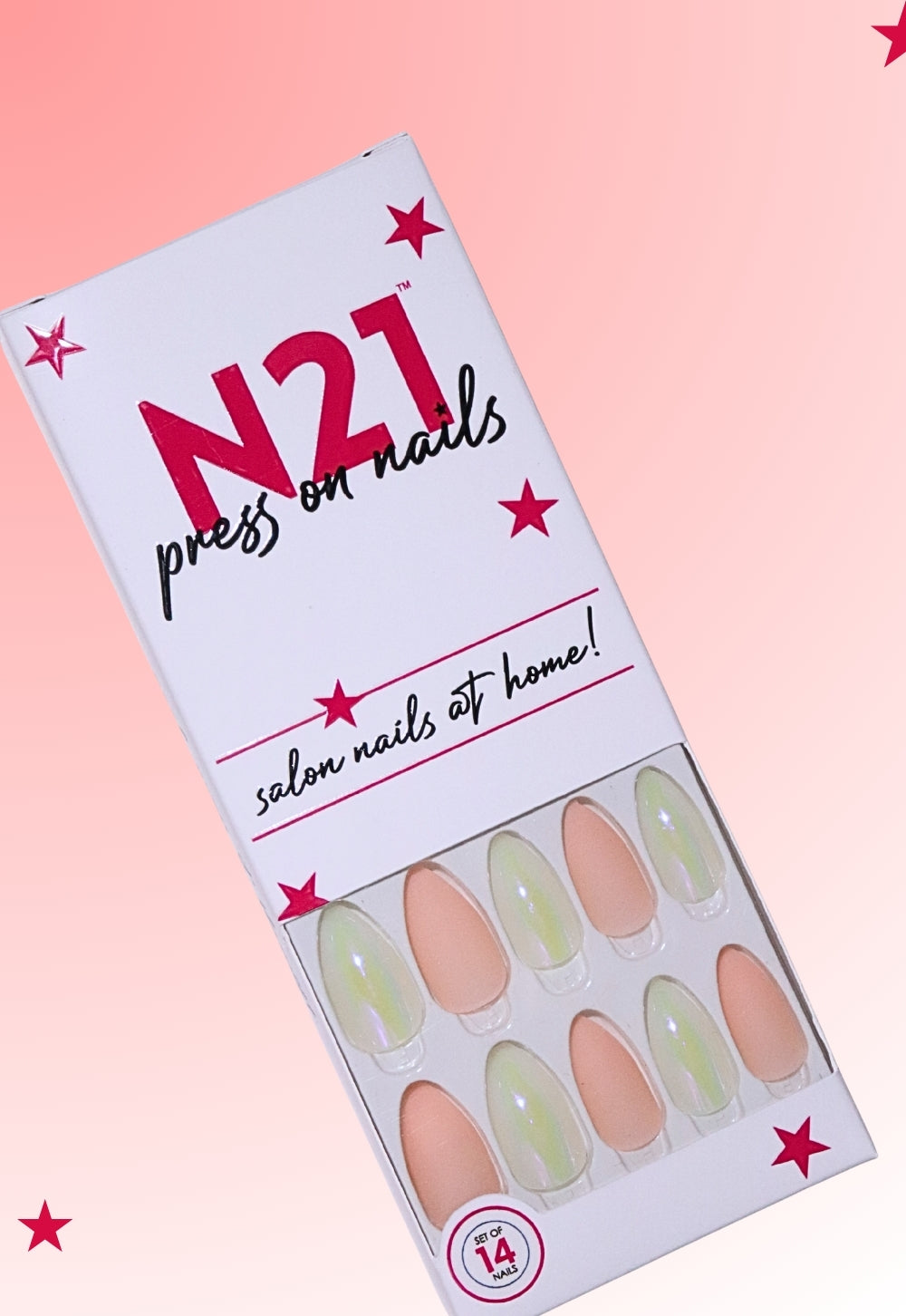 Peach Chrome Press-On Nails – Matte Peach Almond Nails with Chrome Accent | Set of 14