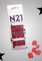 Cherry Red Press-On Nails – Medium Squoval Classic Red Nails