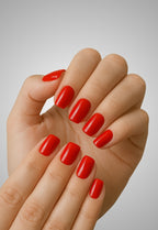 Cherry Red Press-On Nails – Medium Squoval Classic Red Nails