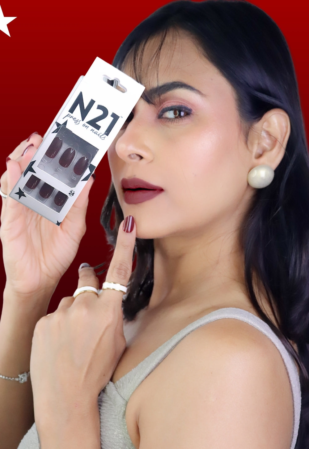 Maroon Oval Press-On Nails – Medium Oval Deep Maroon Nails