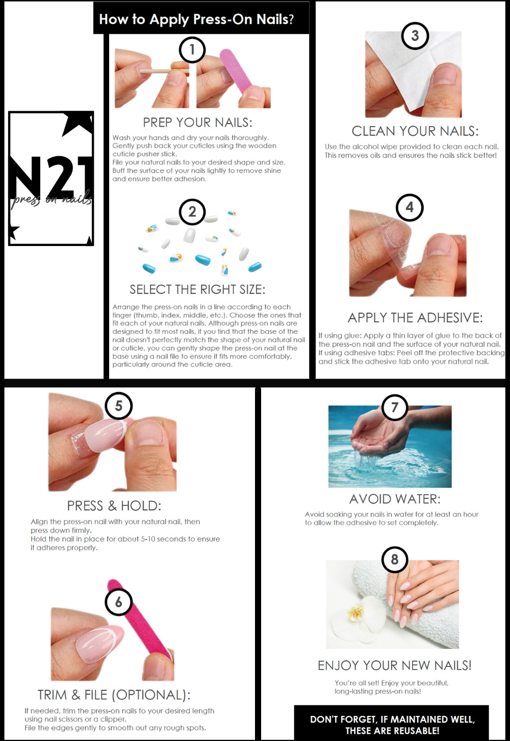 BlackTie Press-On Nails – Classic Black & White Monochrome Nails