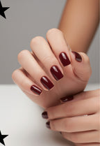 Maroon Magic Press-On Nails – Medium Squoval Glossy Maroon Nails