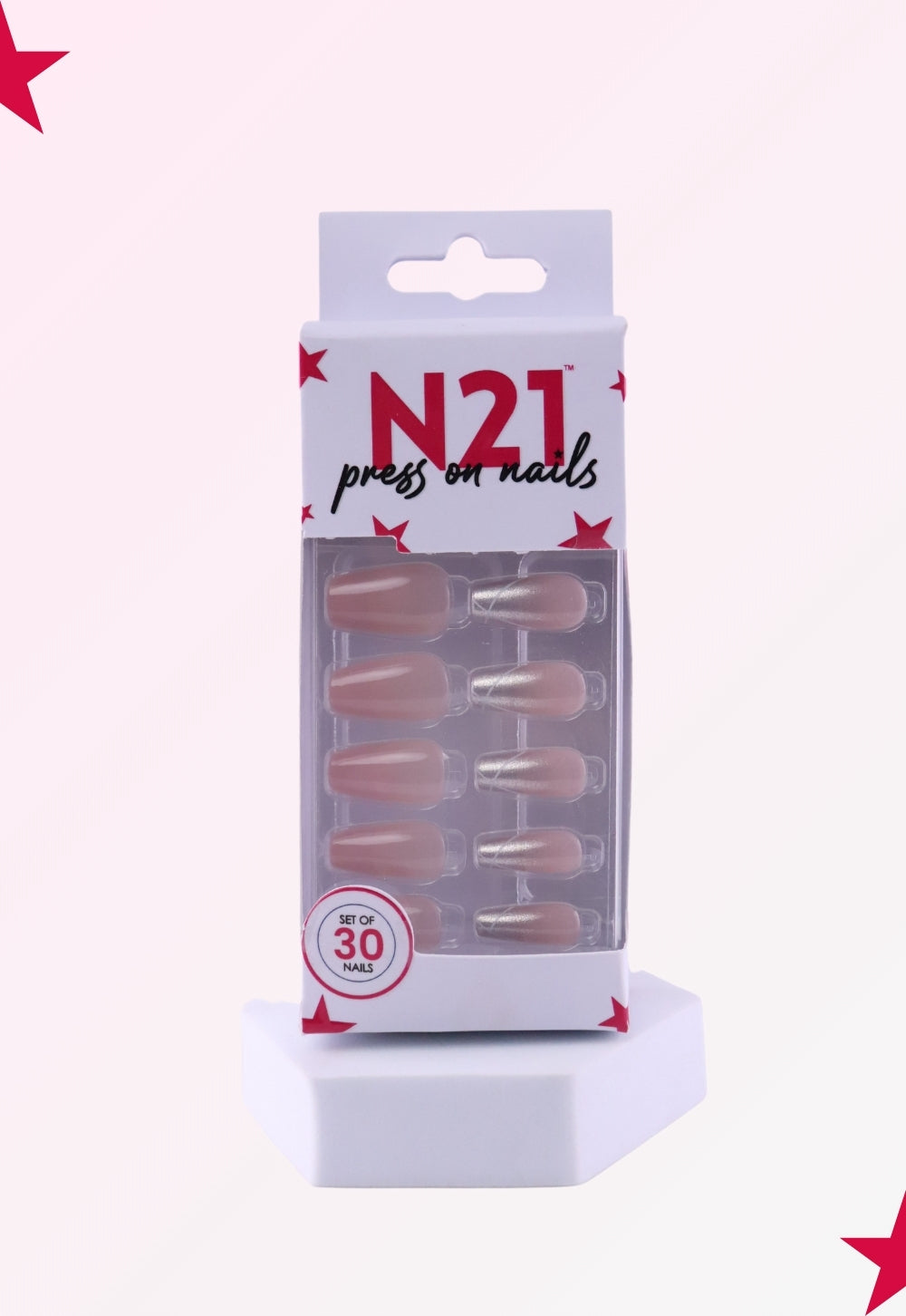 Rose Quartz Press-On Nails | Soft Blush Pink Glossy Nails | N21 (Set of 30)