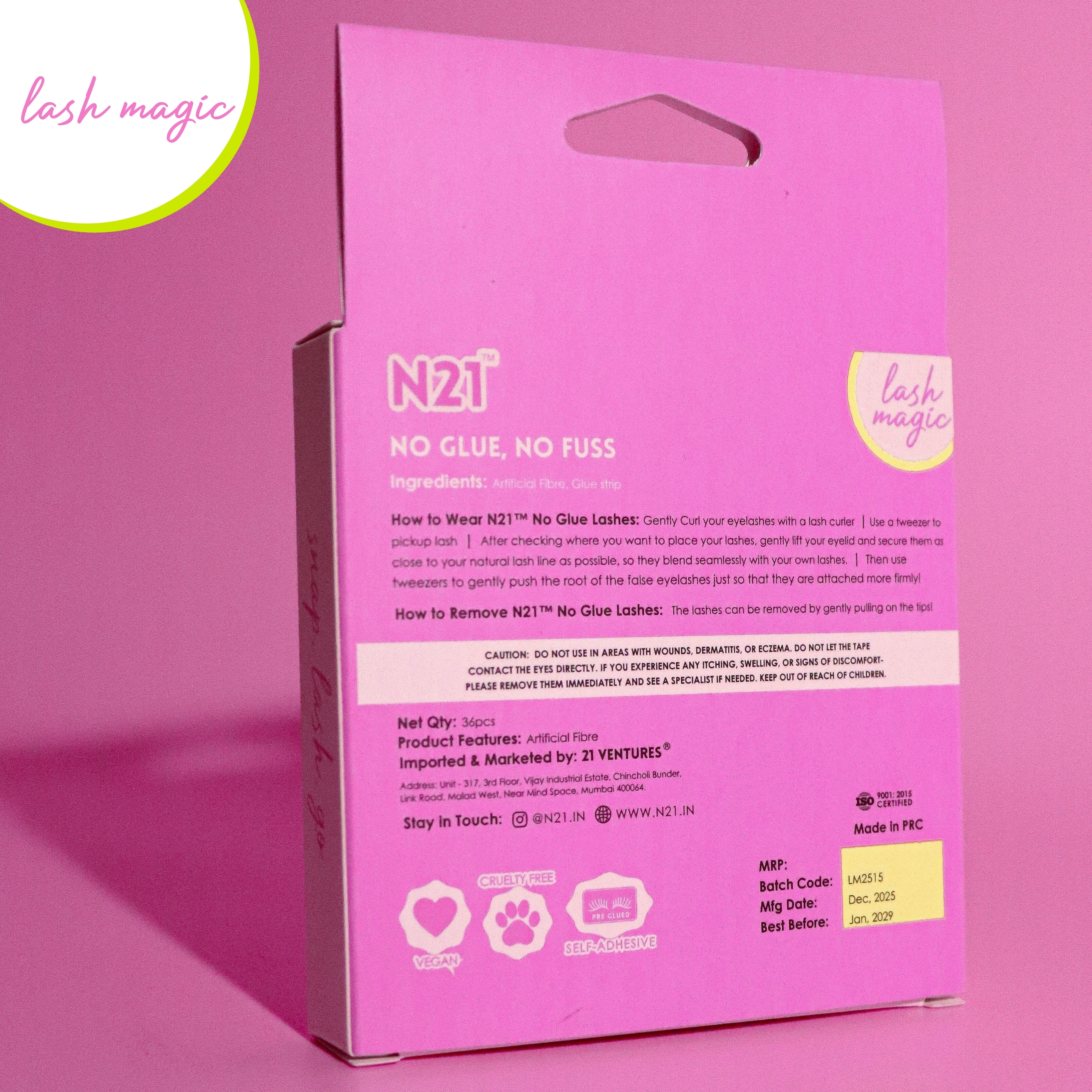 N21™ Lash Magic No-Glue Press-On Lashes (10–12mm Wispy)