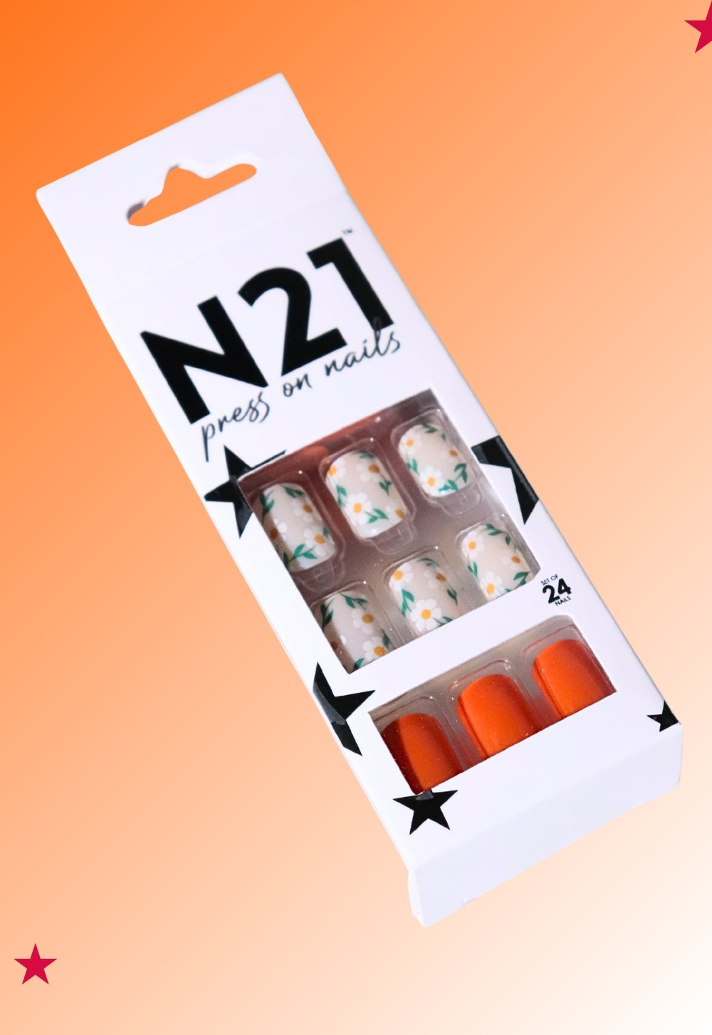 Citrus Bloom Press-On Nails – Medium Squoval Floral Press On Nails