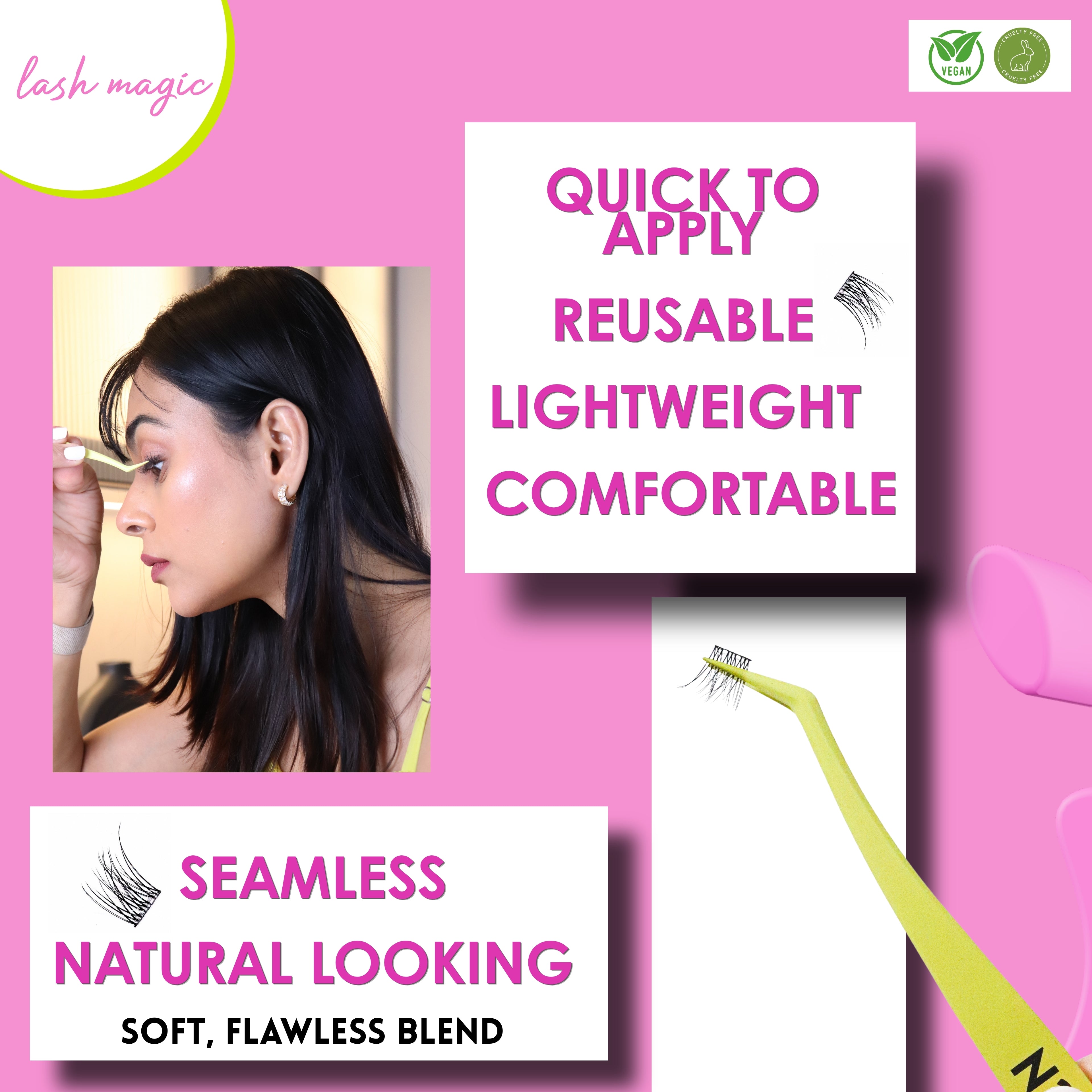 N21™ Lash Magic No-Glue Press-On Lashes (10–12mm Wispy), 36 Lash Cluster Pieces