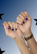 Sapphire Dazzle Press-On Nails – Medium Squoval Navy Blue Glitter Nails