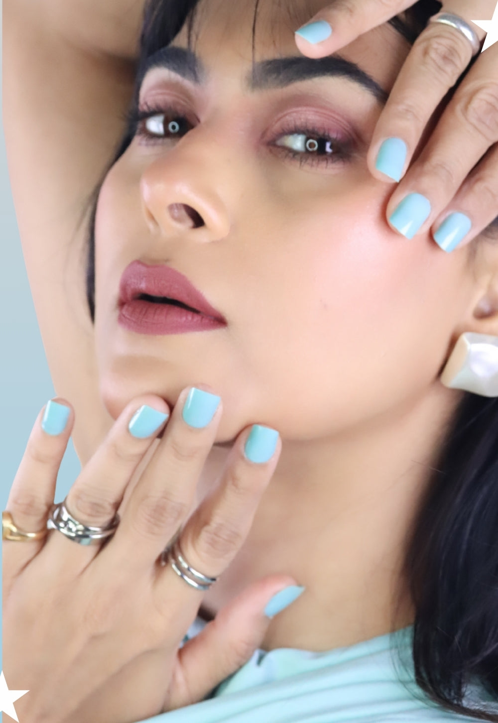 Seamist Press-On Nails – Medium Squoval Sea Blue & Green Press On Nails