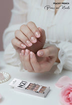 Peachy French Press-On Nails – Medium Oval Peach French Tip Nails