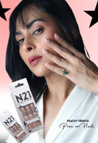 Peachy French Press-On Nails – Medium Oval Peach French Tip Nails