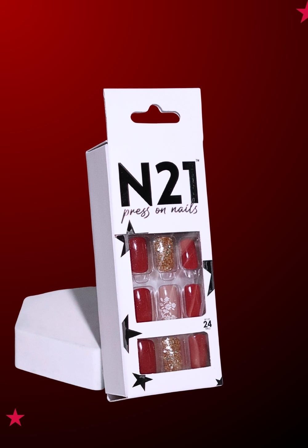 Jolly Red Press-On Nails – Medium Squoval Holiday Red Press On Nails