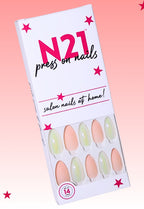 Peach Chrome Press-On Nails – Matte Peach Almond Nails with Chrome Accent | Set of 14