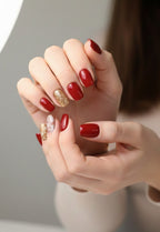 Jolly Red Press-On Nails – Medium Squoval Holiday Red Press On Nails